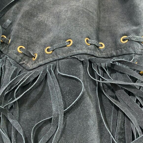 VTG Beyond Leather Mens Western Black Fringe Suede Jacket SZ XL 80s Flaws‎ - Picture 8 of 13